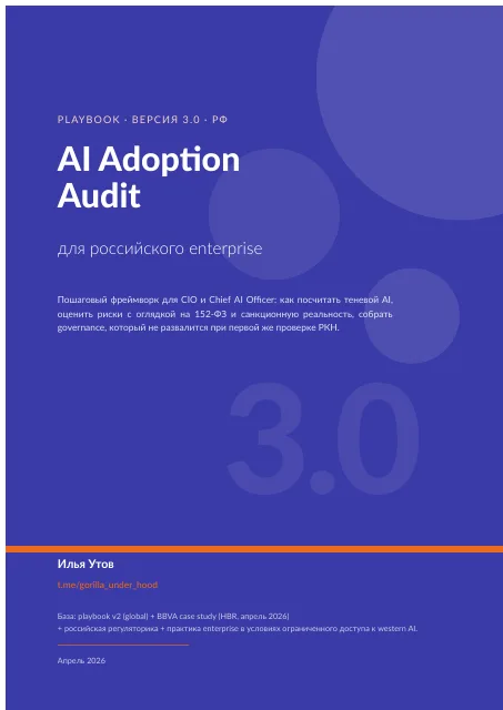 Обложка: Давно хотел кристаллизовать опыт касательно AI Adoption и аудита AI на уровне компании.