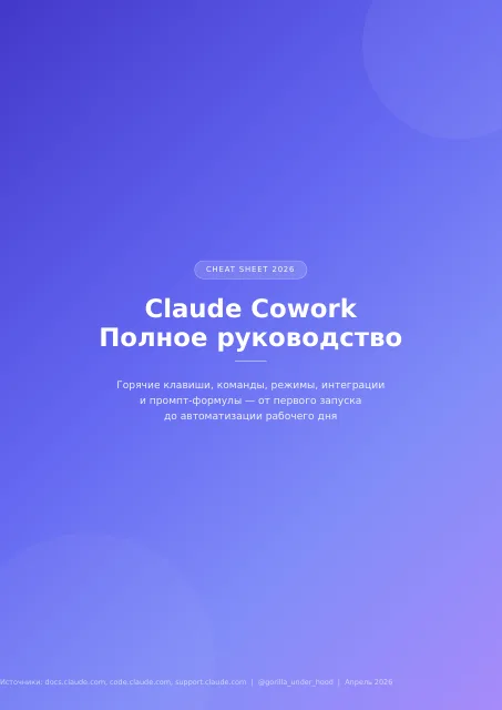 Обложка: Шпаргалка по Claude Cowork: всё что нужно на 2 страницах: